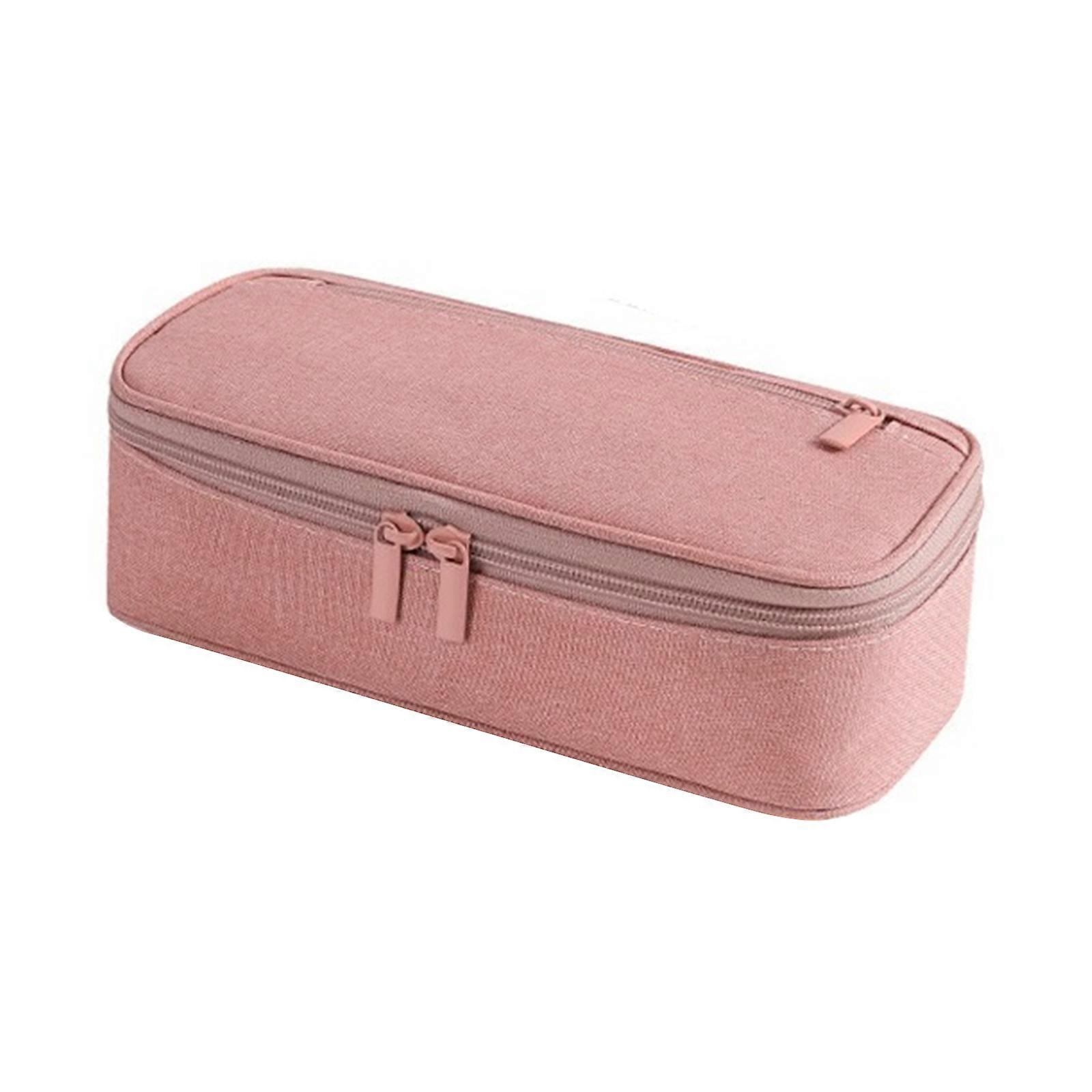 2-Layer Pen Bag Large Capacity Pencil Case Pencil Box For Erasers Rulers Markers Storage  Pink