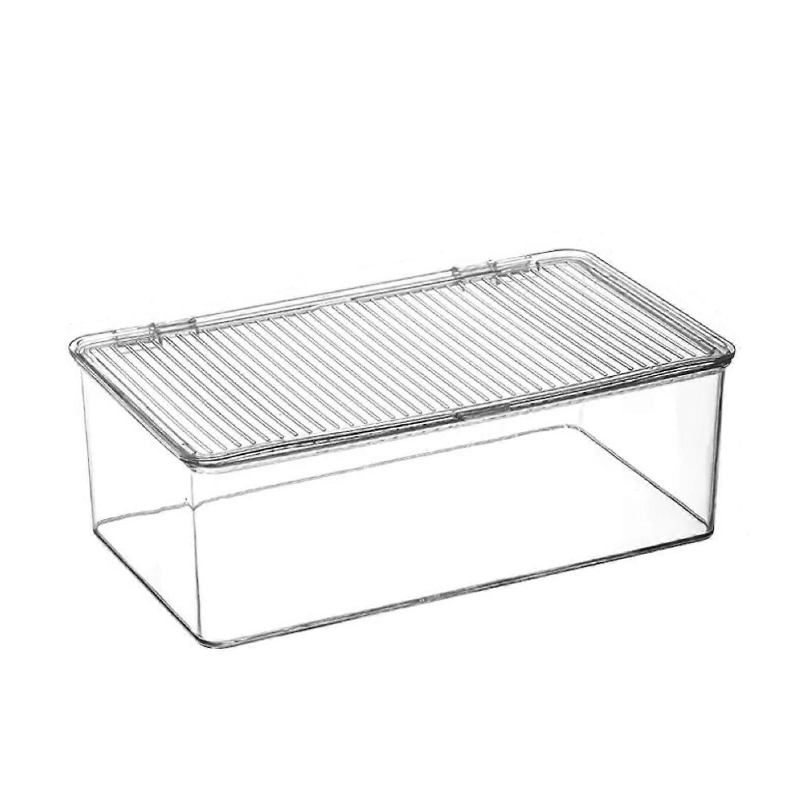 Stackable Clear Plastic Container With Closure Cabinet Storage Box for Home Organization  M