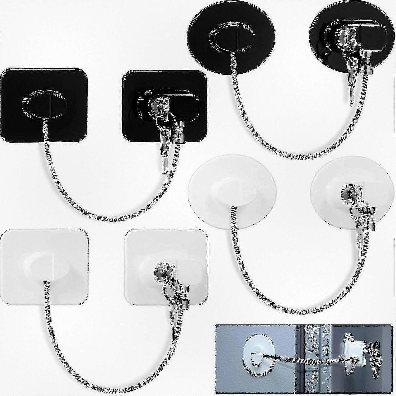 Refrigerator Lock Set with 4 Pieces and 8 Keys, Perfect for Freezer and Fridge Security