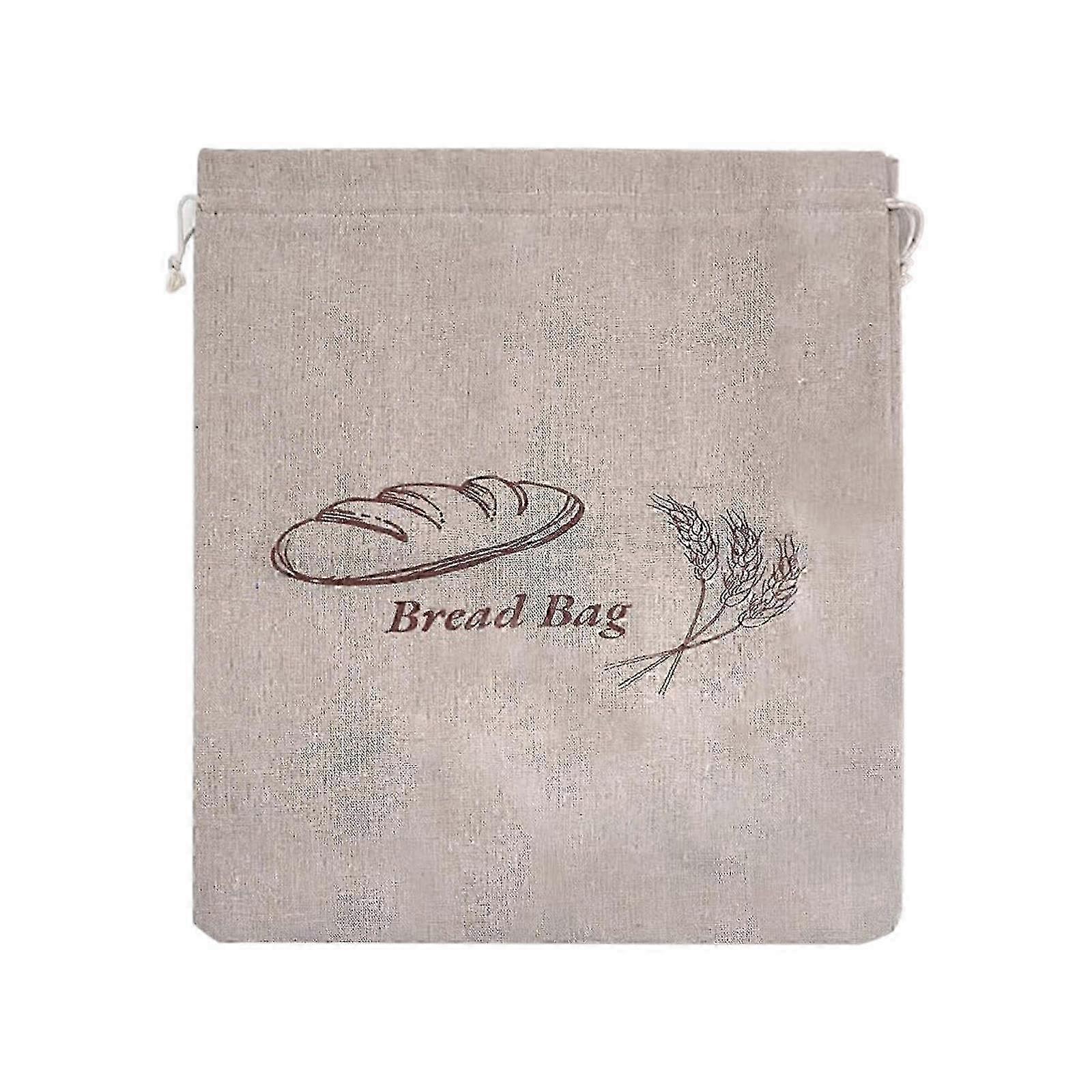 Large Capacity Linen Bread Bag with Inner Lining Moisture Proof Sourdough Bread Storage Pouch Practical Drawstring Bag w