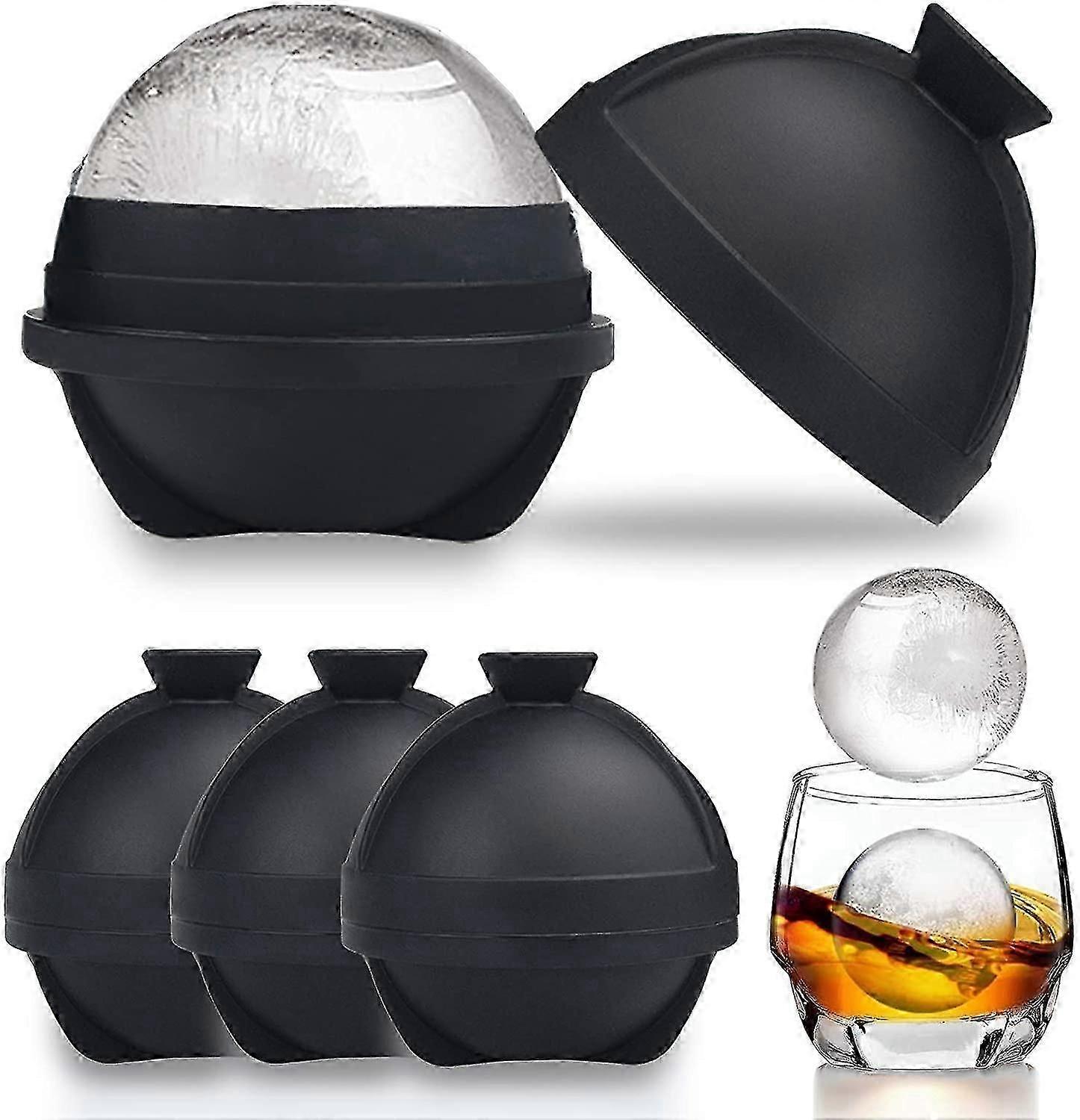 Ice Cube Mold Silicone, Ice Ball Maker - Reusable Silicone Ice Ball Molds With Built-in Funnel - For Approx. 6 Cm Large Ice Balls For Whiskey Cockta