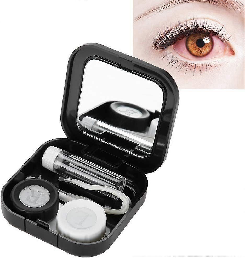 Nouveau style d’étui à lentilles, 2 en 1 étui à lunettes portable double face, motif d’œil