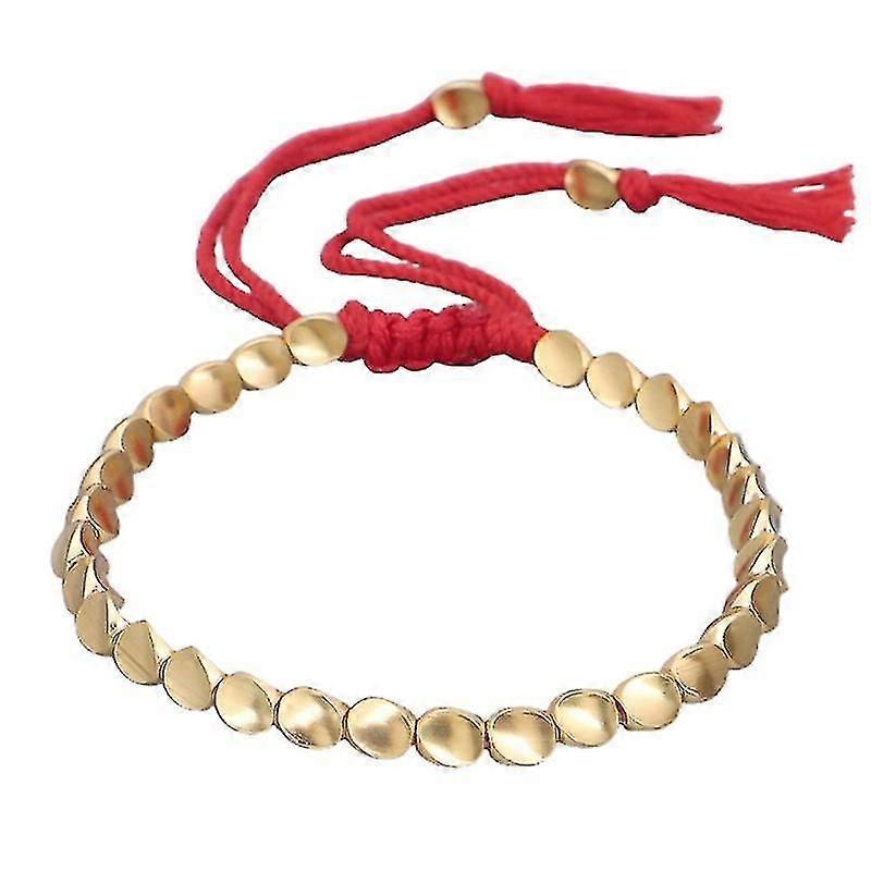اليدوية التبتية البوذية مضفر القطن النحاس الخرز محظوظ حبل سوار سوار
