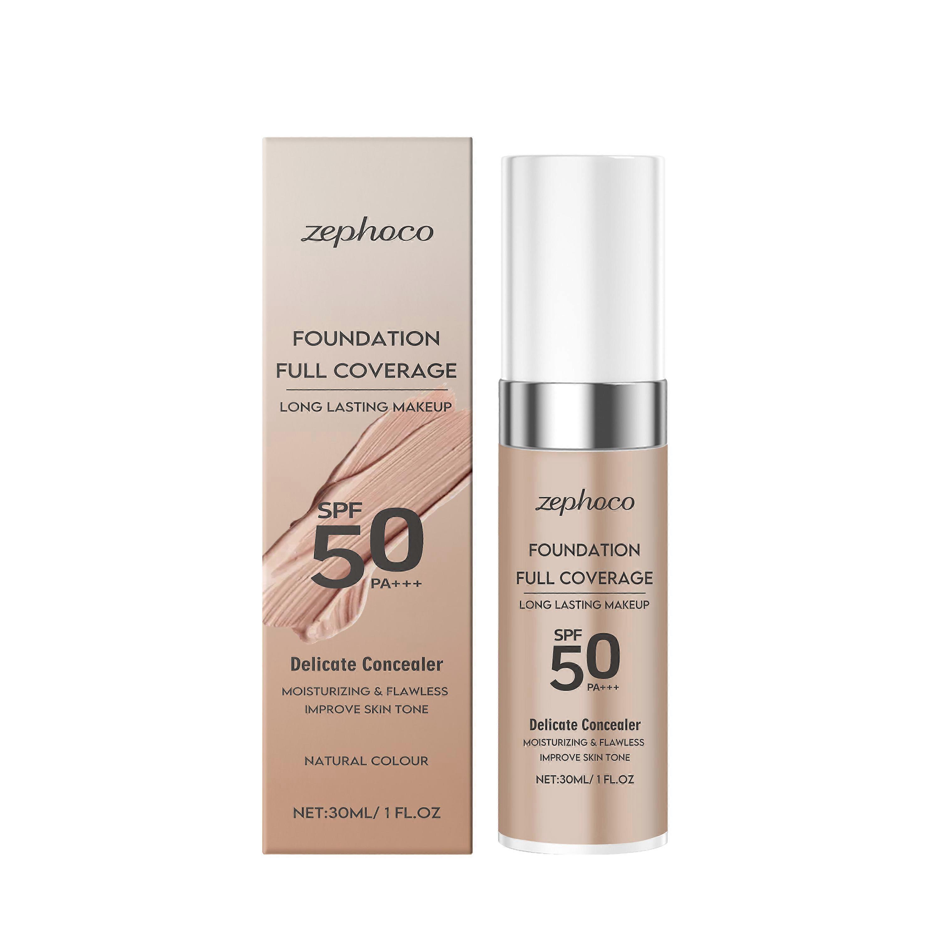 zephoco Flawless Temperature-Changing Foundation Liquid, Natural Color, Long-Lasting Moisture, Not Easy To Smudging, Moisturizing, Water-Resistant And