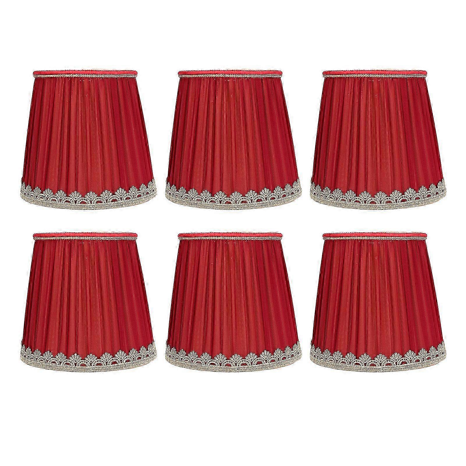 Small Lamp Shade Fabric Wine Red Golden Edge Lampshade for E14 Table Chandelier Wall LampHwy