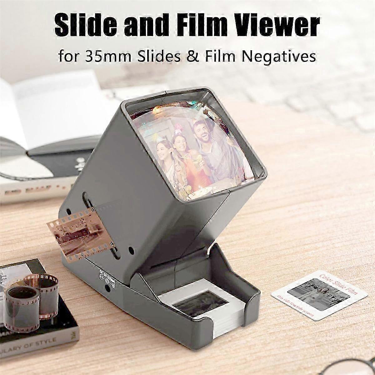 35mm Slide & Film Viewer-Slide Viewer with 3X Magnification and LED-Lighted Viewing for 35mm Slides and Film Negatives