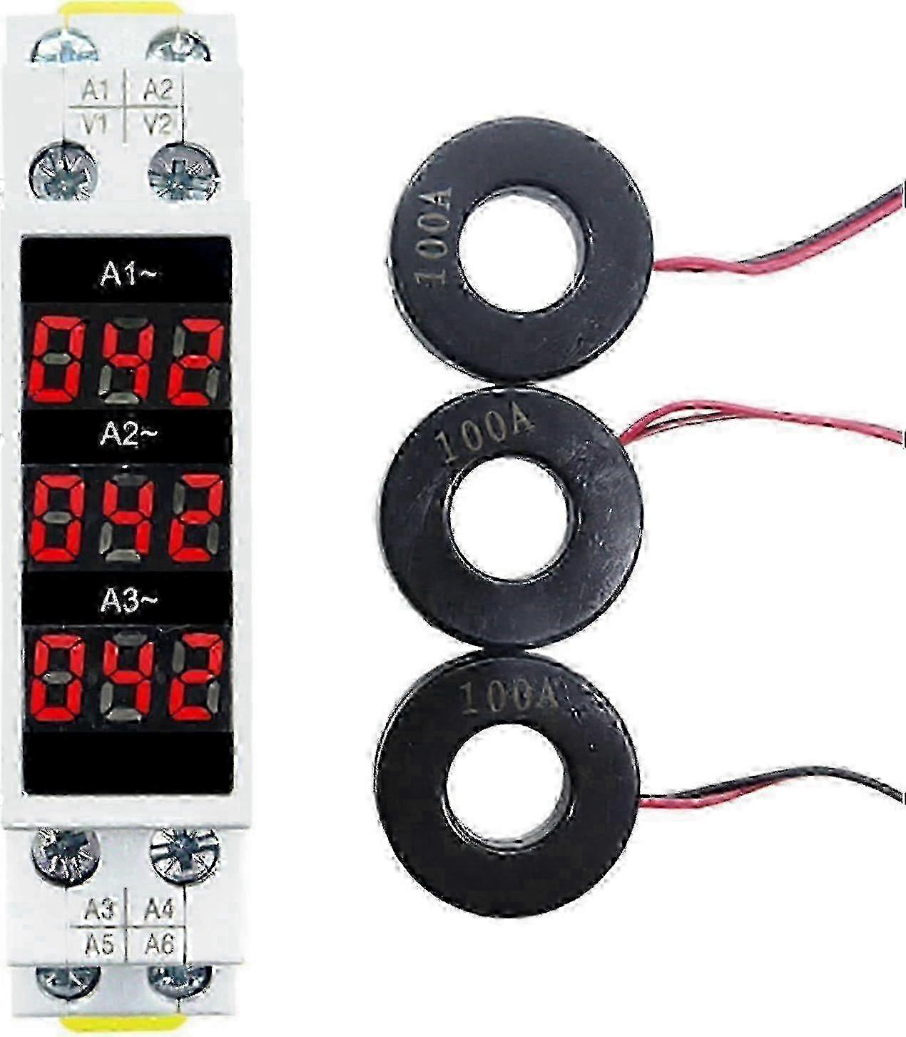 Three Phase Din Rail Ammeter, 3-digit Three Phase Display, 3-phase Digital Display, Modular Current