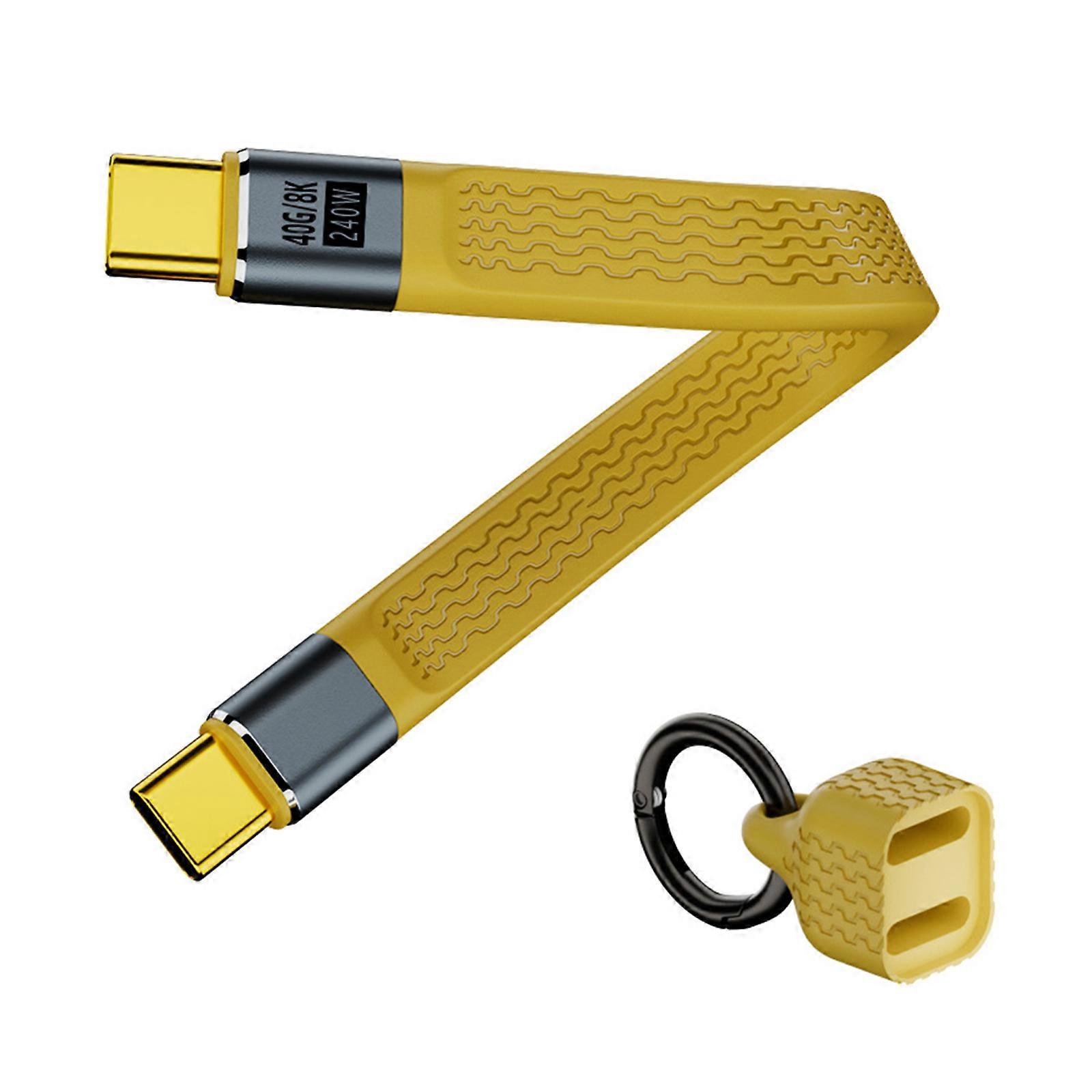 240W Powerful USB4 Data Cable 40Gbps Transfer Rate Flexible Ribbon Aluminum Alloy Texture for Various Device  Yellow