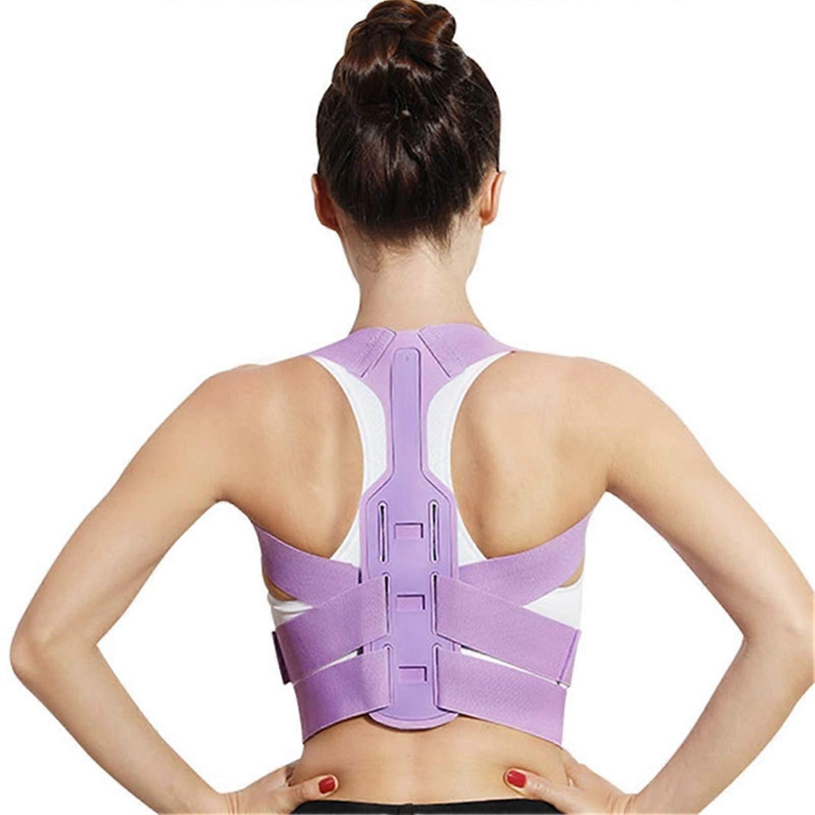 Back Posture Corrector Adjustable Support Belt Large Purple Clavicle Spine Shoulder Lumbar Correction