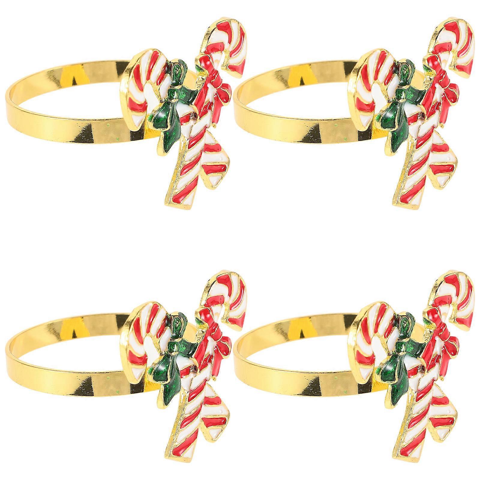 Table Setting Napkin Rings Xmas Theme Sturdy Lightweight 4Pcs