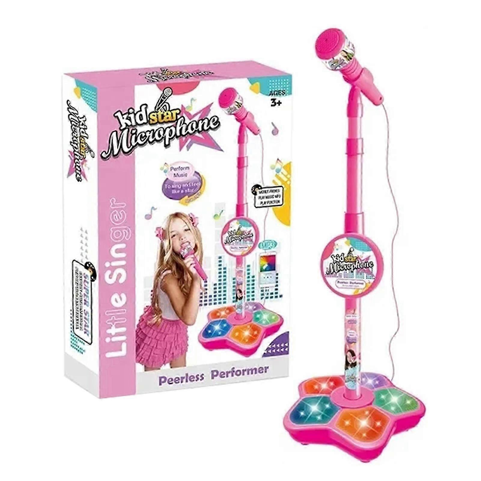 スタンド、マイク、スピーカー、MP3ジャック、音楽&ライト付きキッズカラオケマシン - 歌唱音楽&音響効果音、男の子と女の子のためのギフト