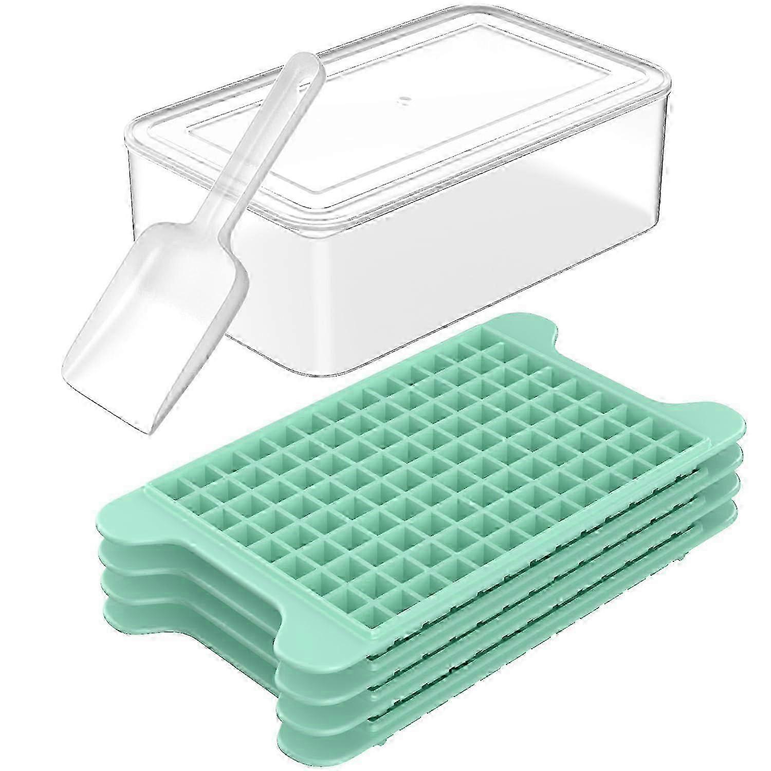 Mini ice cube tray with bin 117×4pcs easy release nugget ice tray crushed ice tray for freezer