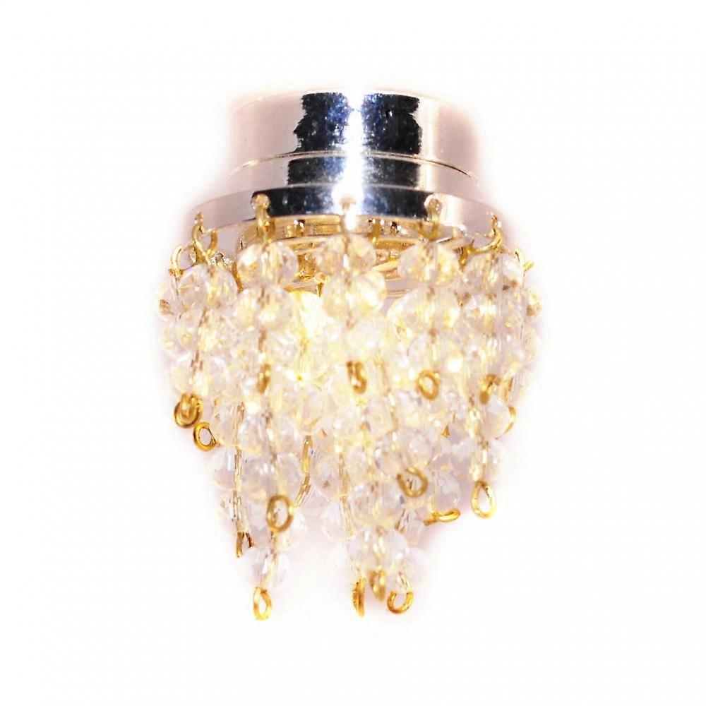 娃娃屋镀铬吸顶灯水晶水滴灯罩 LED 电池照明