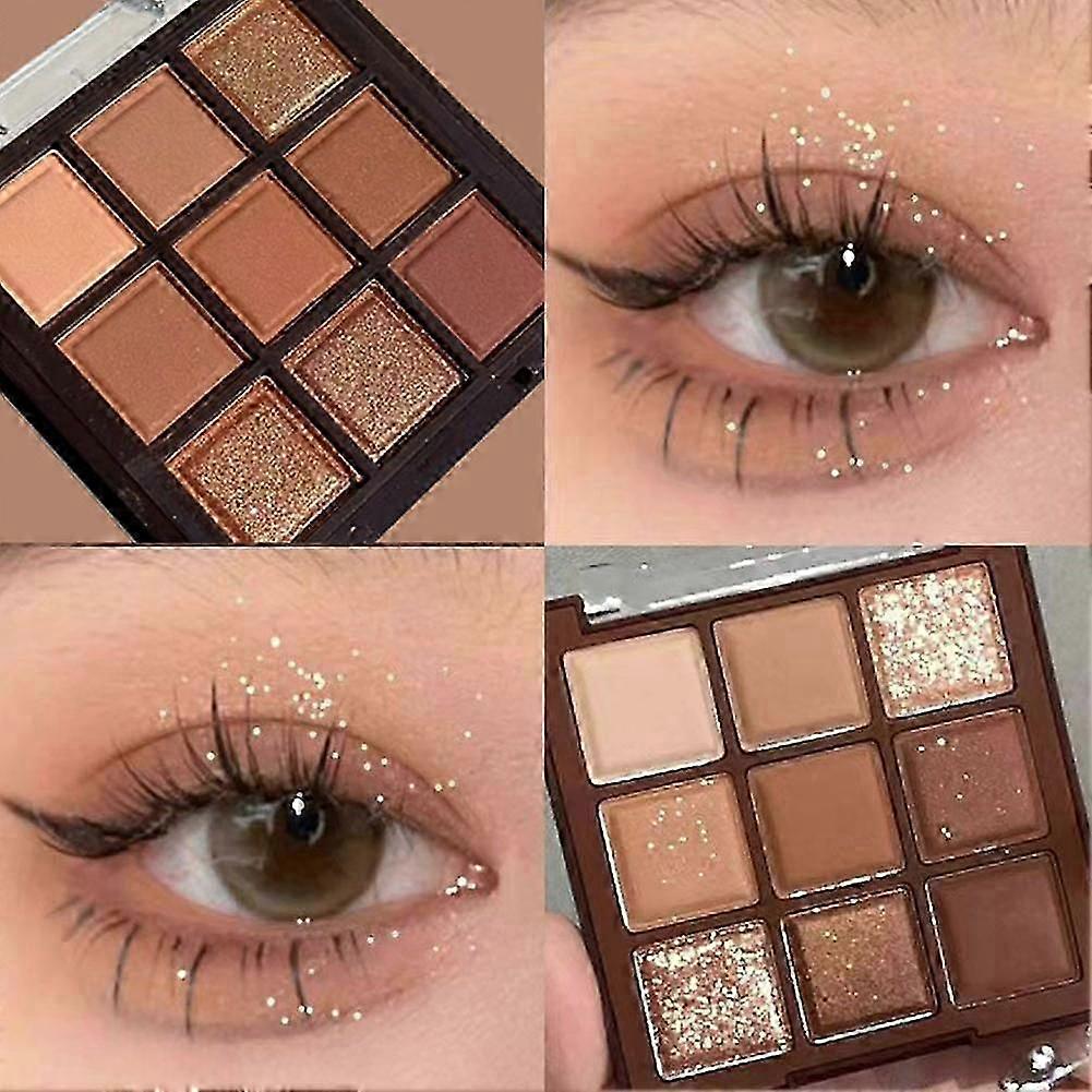 Cujmh Nine Color Chocolate Eyeshadow Palette Langvarig Smoky Shimmer Matte