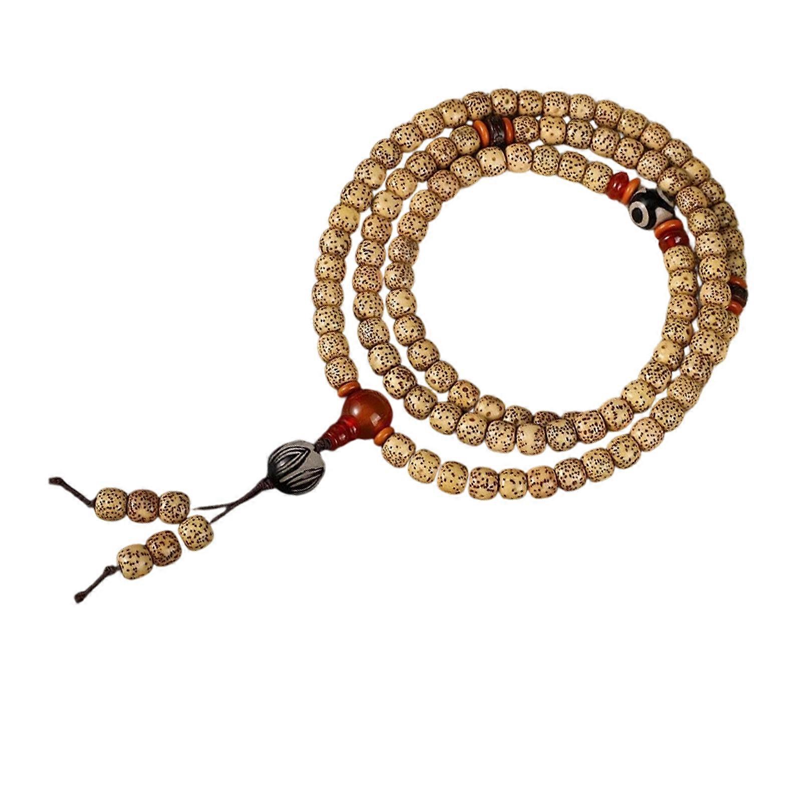 Classical Star Moon Pattern Bodhi Buddhist Bracelet Wood Beads Bangle For Meditation Relaxation And Style  C