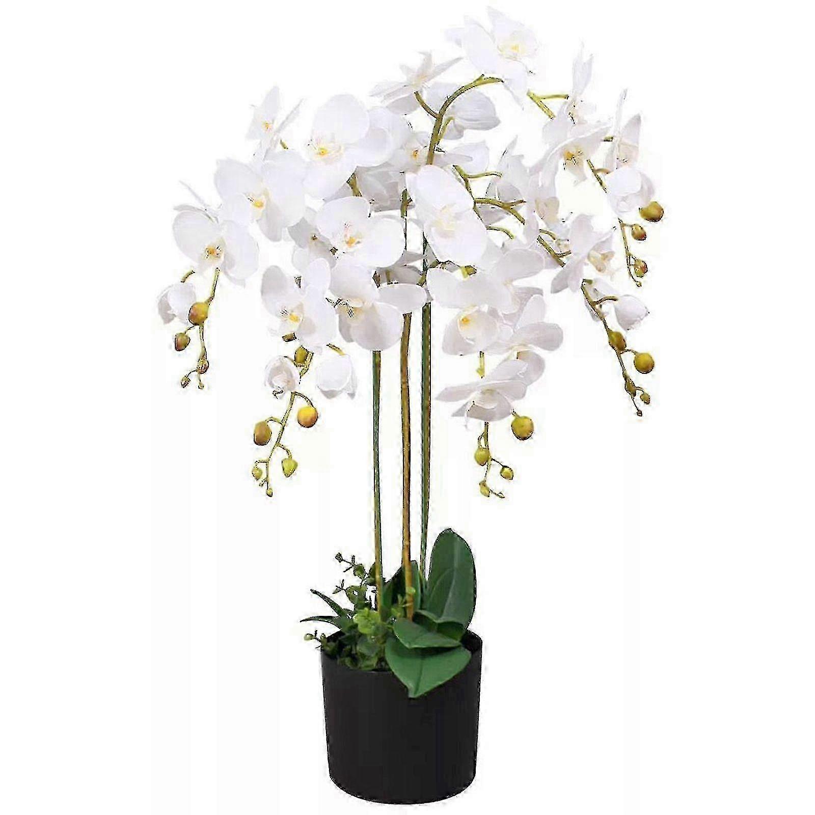 85cm Leaf Design UK Realistic Artificial Orchid Flower Display in Pot
