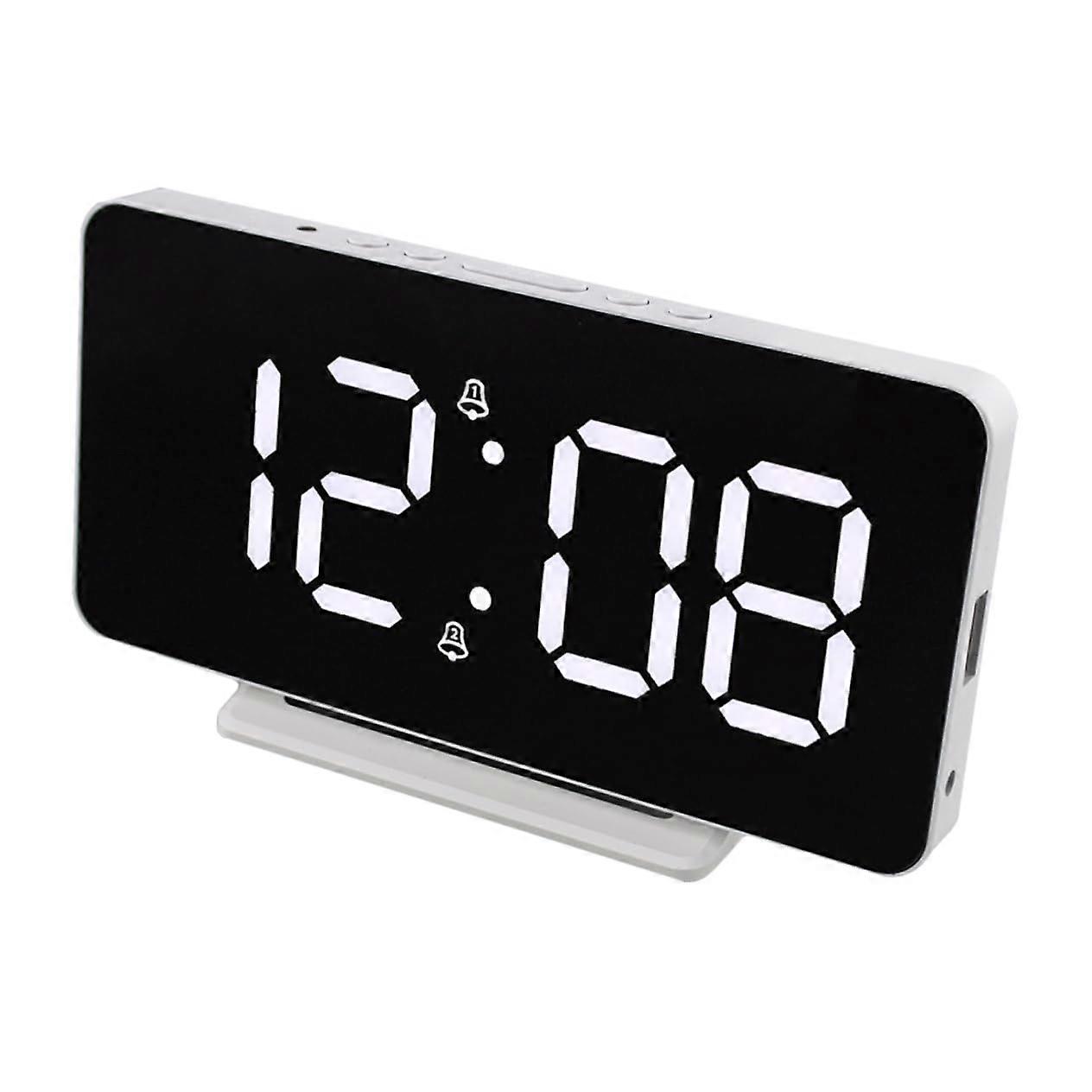 LED Digital Alarm Clock with Temperature Display, 3 Brightness Levels, USB Powered for Bedroom or Office