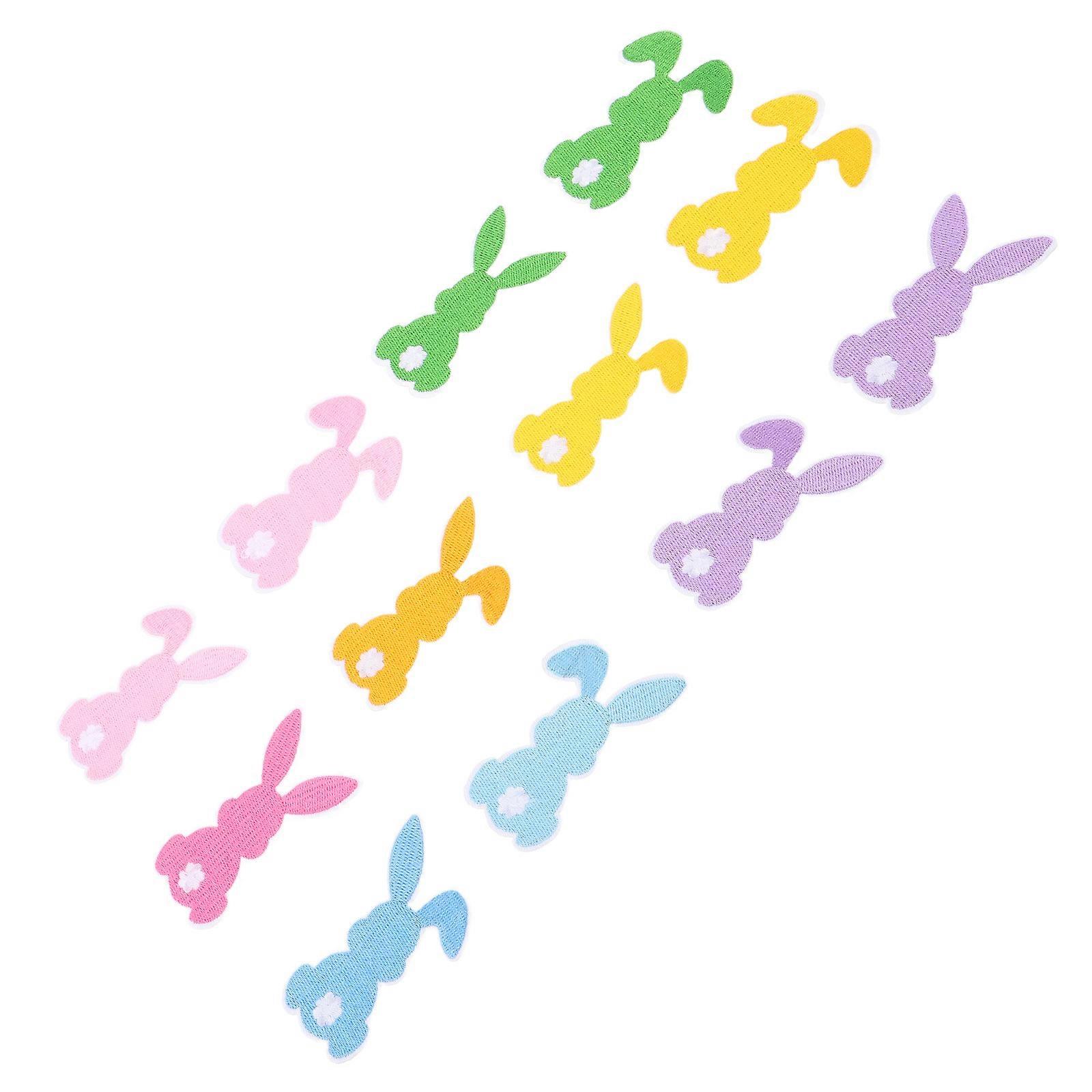 Easter Bunny Iron on Patch for Bags Embroidery 12Pcs DIY Set