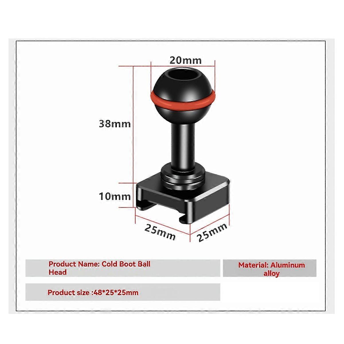 20mm Ball Head Adapter Mount Cold Shoe Ballhead for DSLR Camera