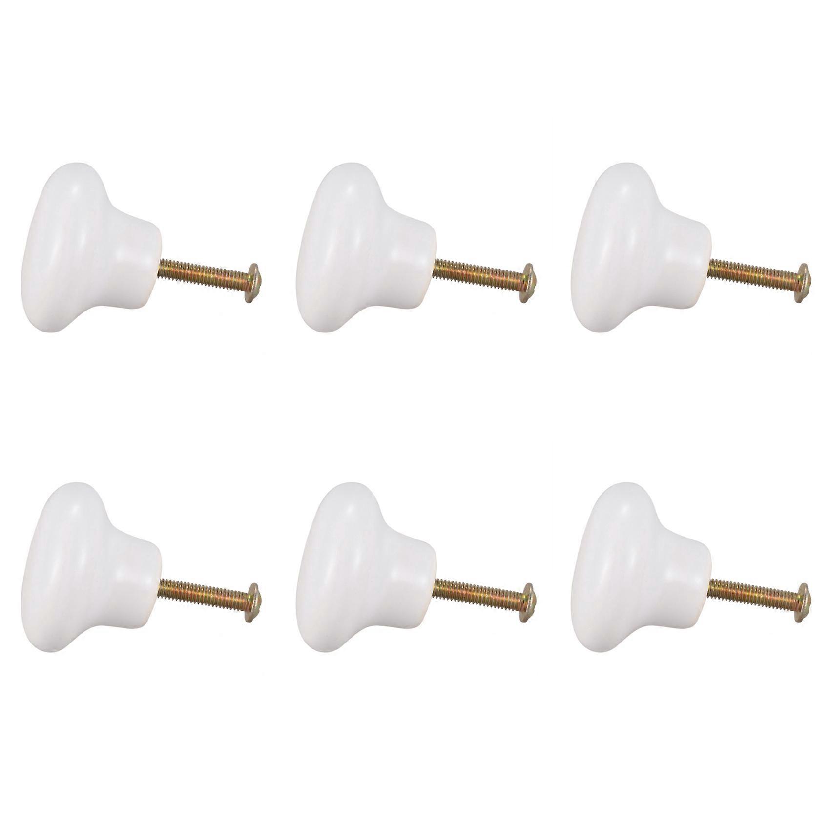 6Pcs Ceramic Door Round Handles Kitchen Cabinet Cupboard Wardrobe Pull Knobs White S