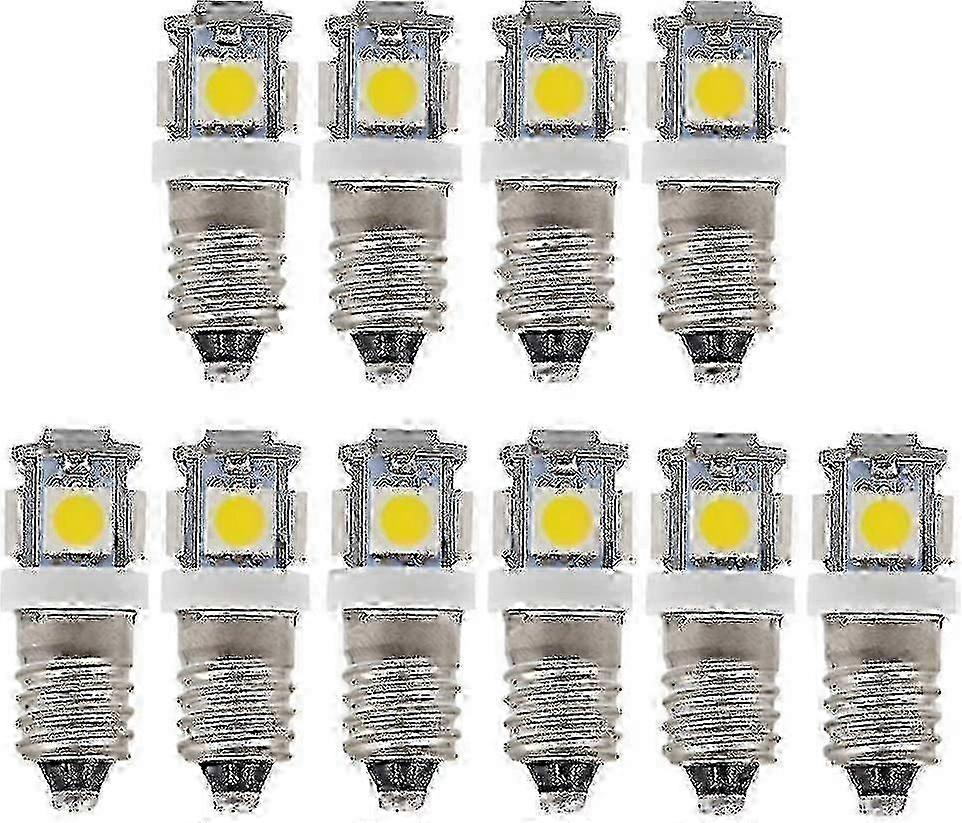 10 Pack 5W 5SMD Cool White E10 LED Bulbs for 9V Lighting miao4
