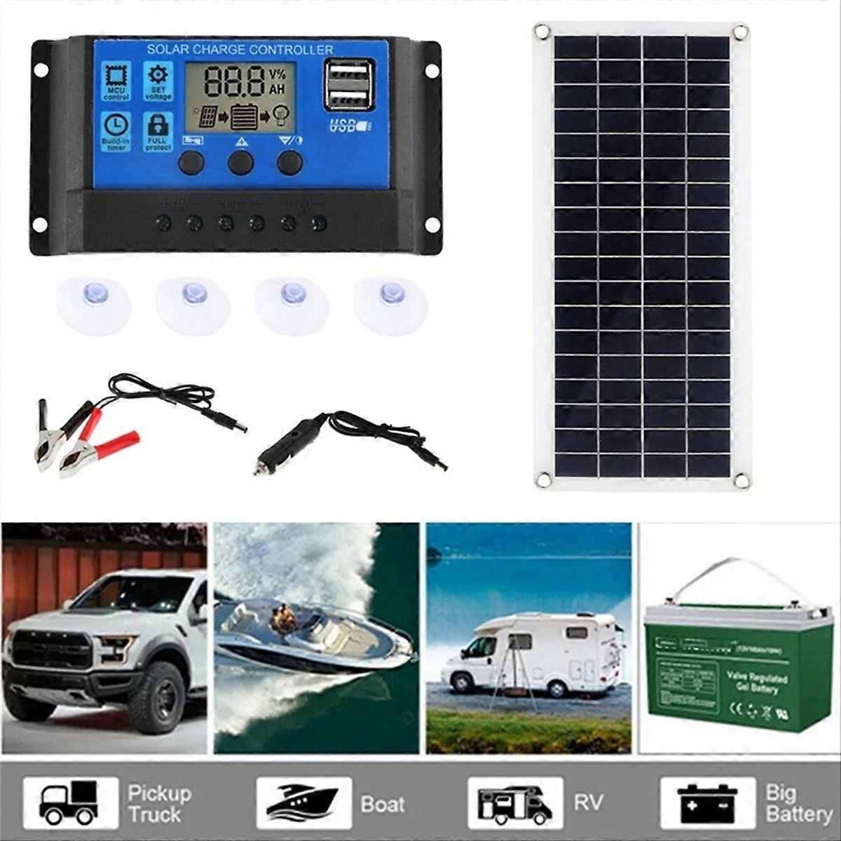 Solar Panel USB Charging Solar Cell 60A Controller Portable for Phone
