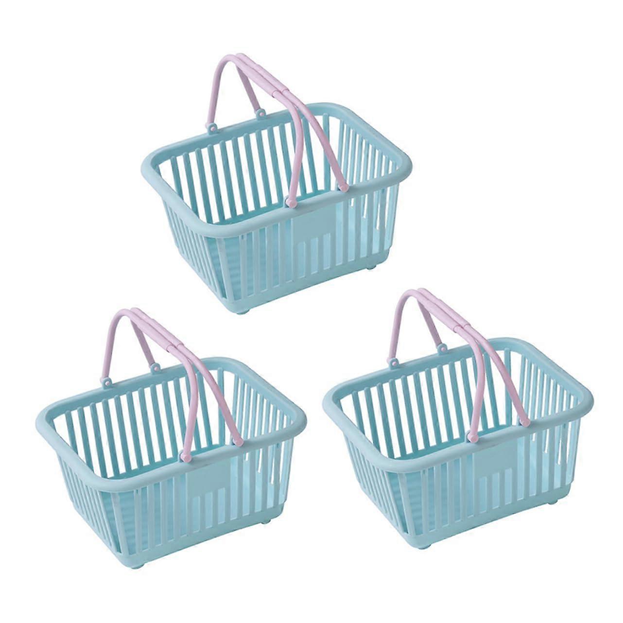 3Pcs Handheld Storage Basket Durable PP Multipurpose Plastic Shopping Basket for Home and Kitchen