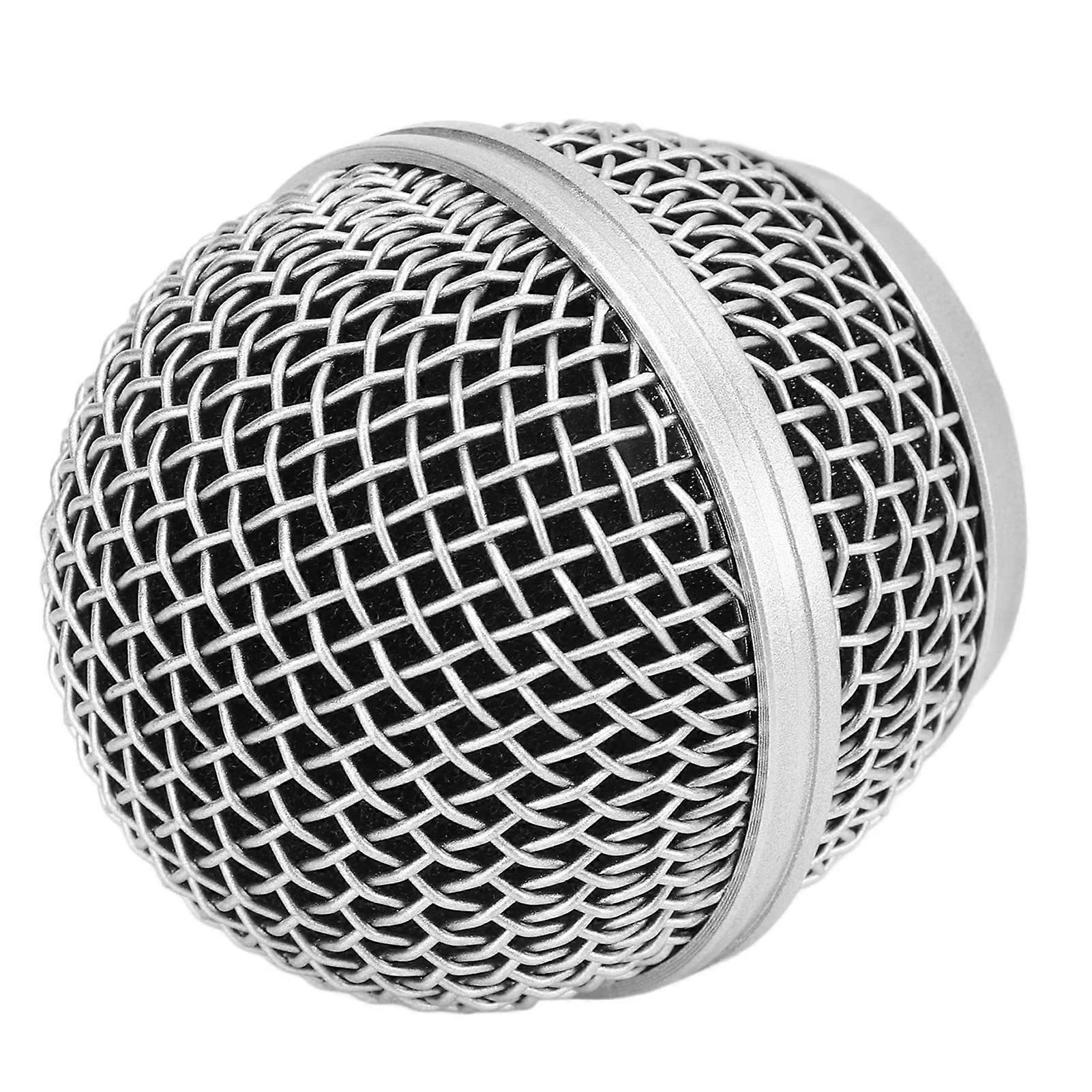 Microphone Grill Replacement with Blowout Prevention Cotton, Durable Metal Mic Mesh Head Silver