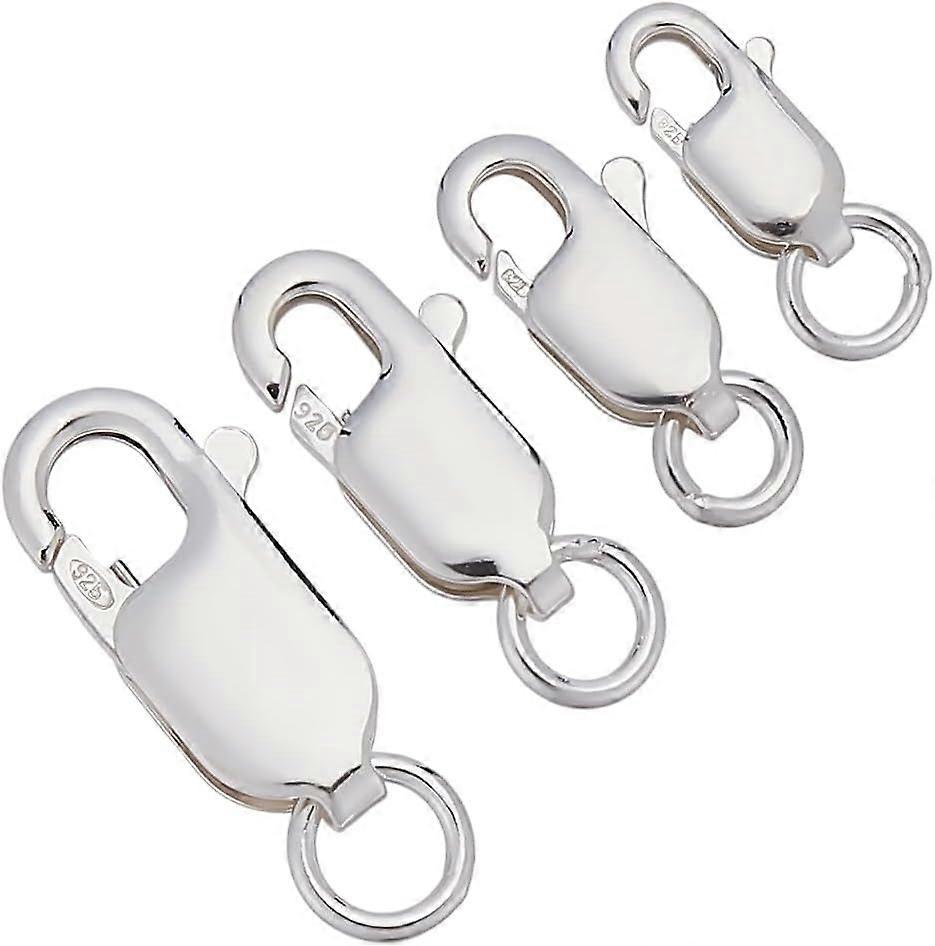4Pcs 4 Styles 925 Sterling Silver Lobster Claw Clasps with Closed Jump Rings Rectangle Clasps Connector for Necklaces Bracelet Jewelry Making Findings