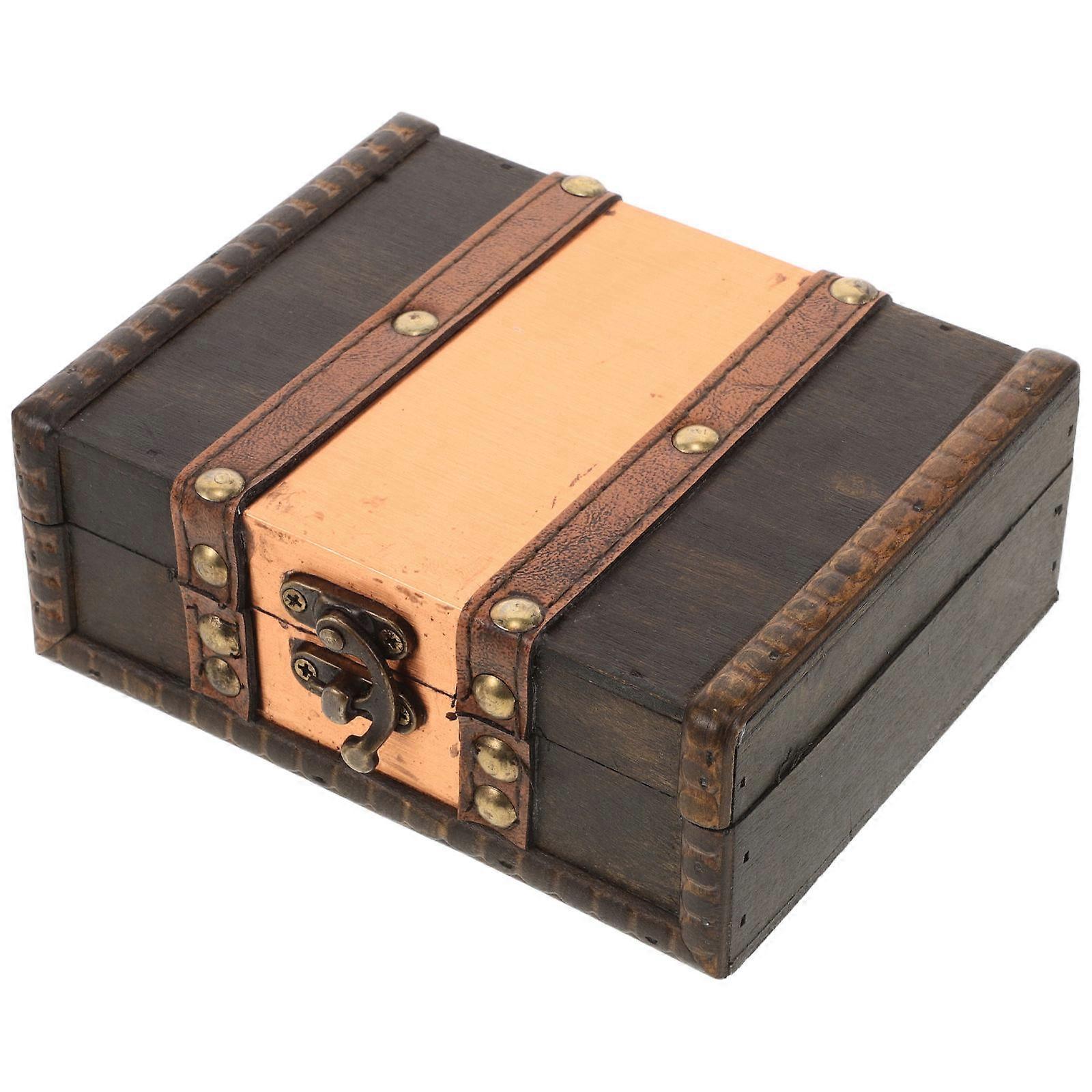 Wood Storage Box with Lock for Storage Handmade Vintage Design Large Keepsake