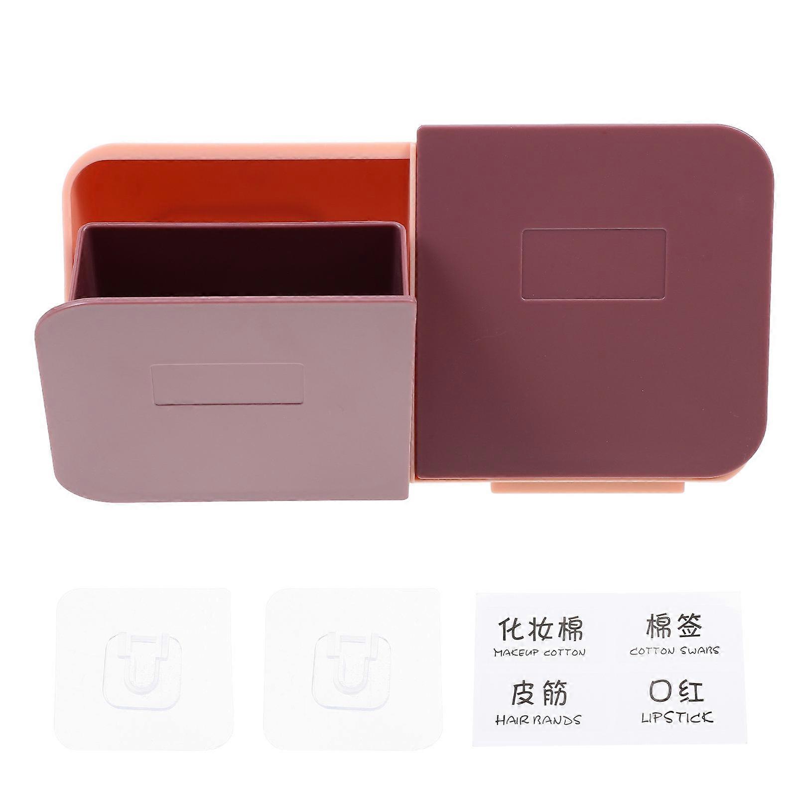 Pink Cotton Swabs Storage Case Wall Mount for Makeup 5Pcs Holder