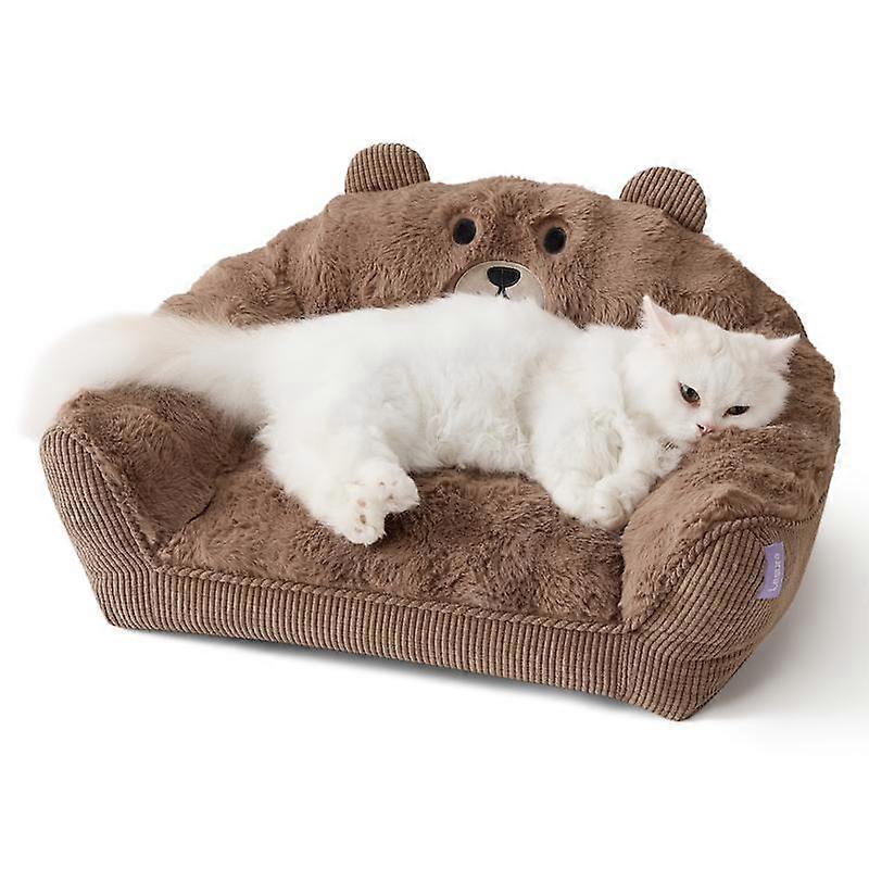Canapé Lesure Teddy Bear - Canapé moelleux et chaud pour chats d'intérieur, canapé douillet avec housse amovible et lavable, fauteuil confortable pour animaux de compagnie avec coussin en C