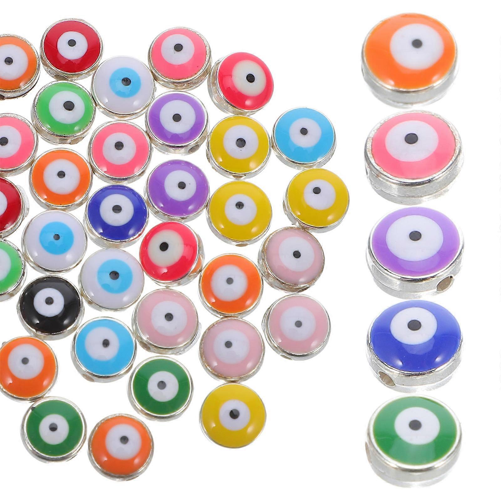 60Pcs Resin Evil Eye Beads for Keychains Jewelry Making Assorted Colors