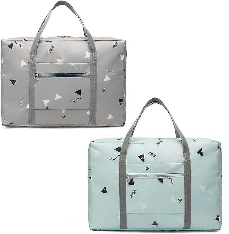 2 Pack Foldable Travel Duffel Bag with Fixed on The Trolley Case. Lightweight