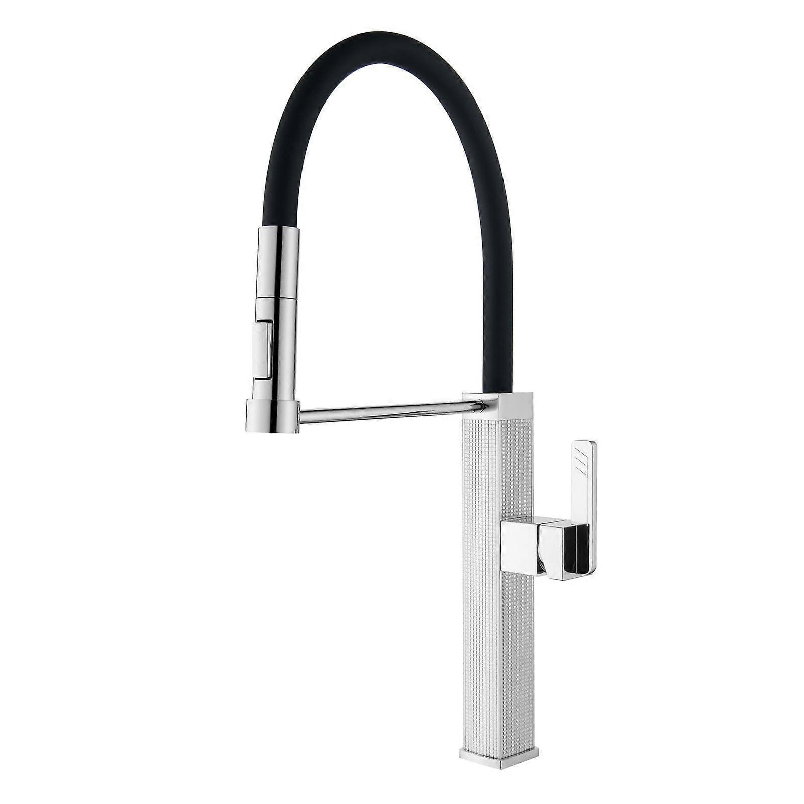 Kitchen Faucet with Pull Out Sprayer  Arc Deck Plate Dual Water Modes ZincClad Copper Chrome