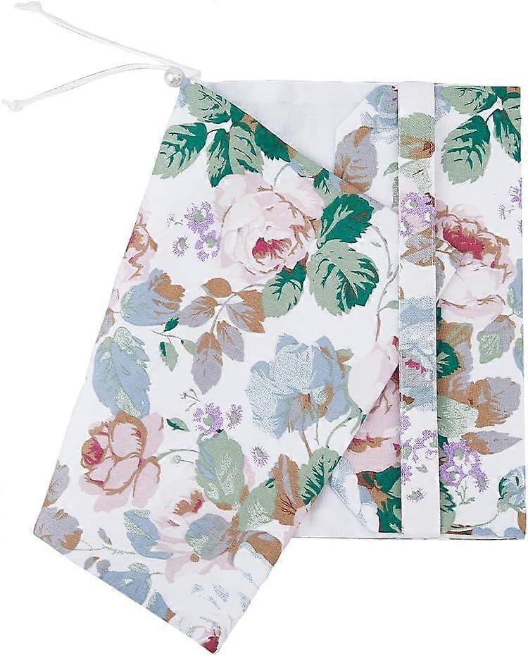 Cloth Book Protector A5 Paperback Book Cover Protector White Rectangle Scrapbook Cover with Flower Pattern Fabric Book Sleeve Cover Protector for Hard