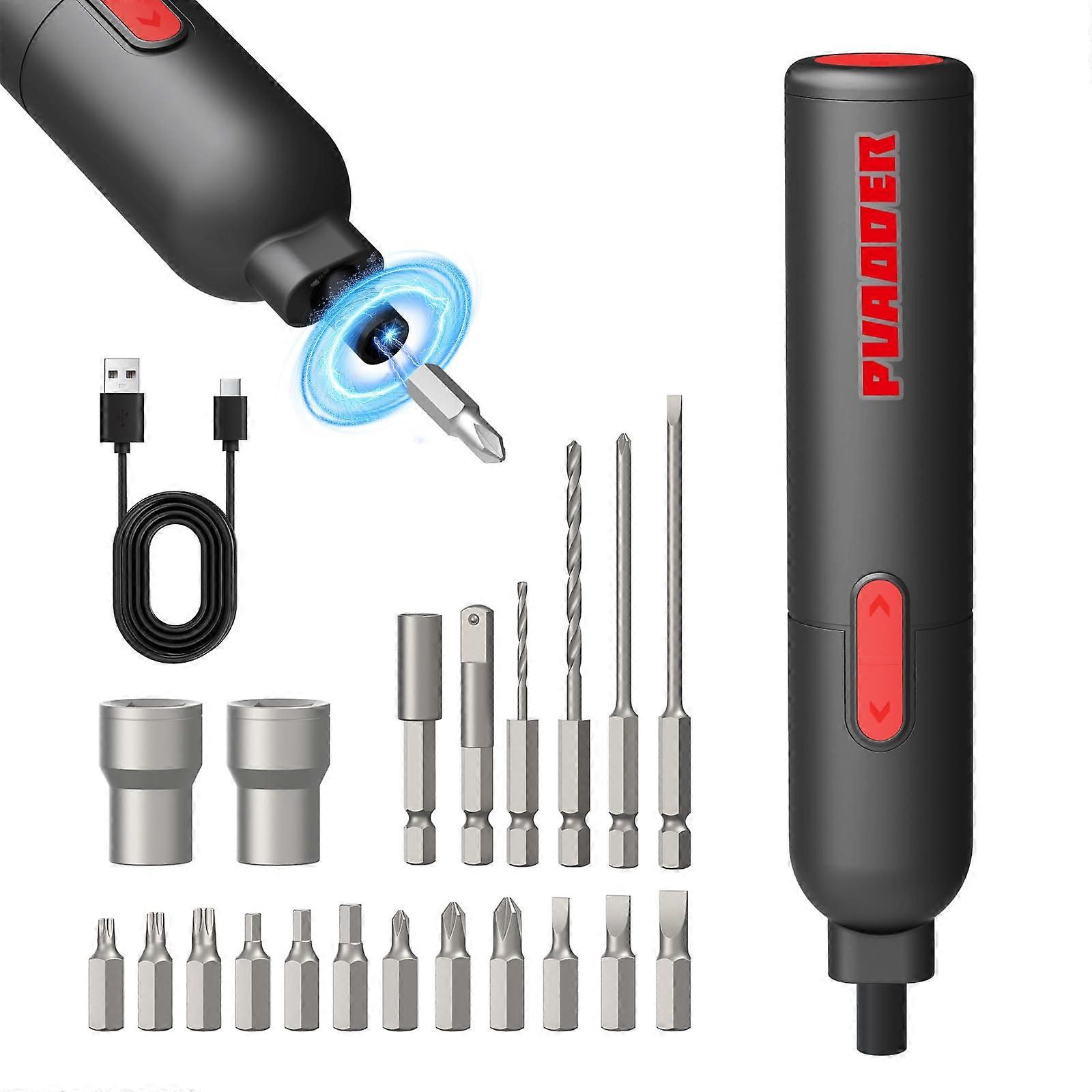 Cordless Electric Screwdriver Set 3.6V with Magnetic Bits, Rechargeable for DIY and Repairs Black