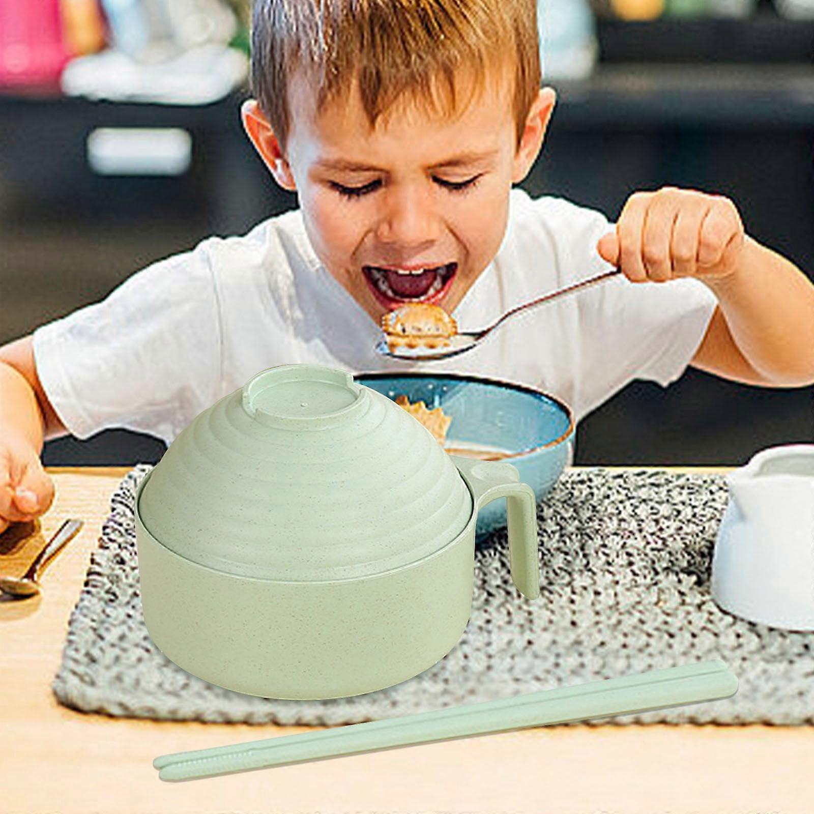 Cailmei Microwave Ramine Bowl Set with Straw & Spoon, Large Capacity, Compatible with Dorm & Office Use, Convenient Lunch Box