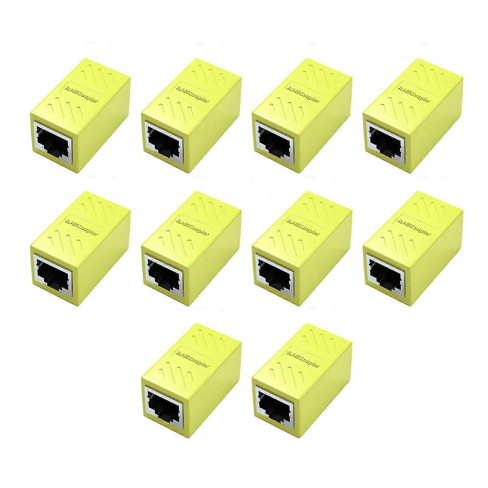 10pcs Useful Rj45 Coupler Shielding Protection Structure Increase Conductivity Stable Durable Network Cable Extender For Home