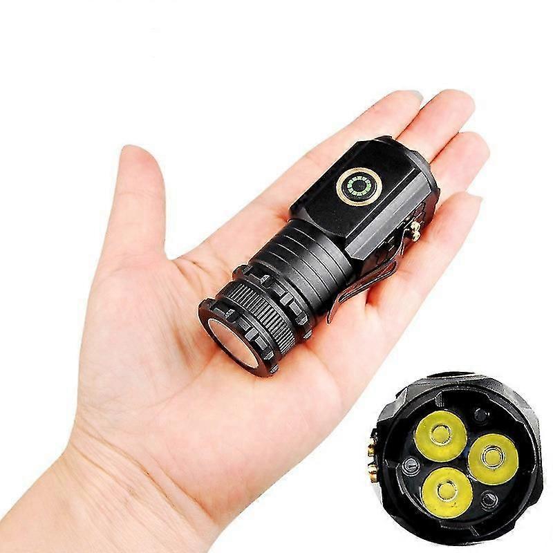 Powerful Mini Edc Led Flashlight 2000lm Super Bright Keychain Light Usb Rechargeable Torch Camping Lantern With Power Indicator