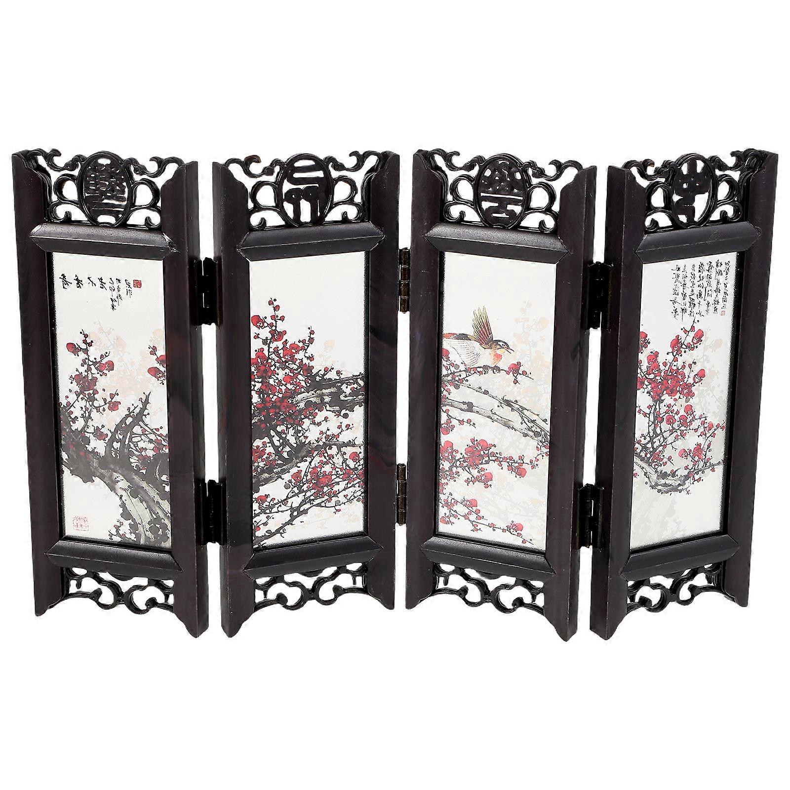 Feng Shui Screen Compact Design Mini Folding Divider For Office Decor Enhancing Workspace 1Pcs