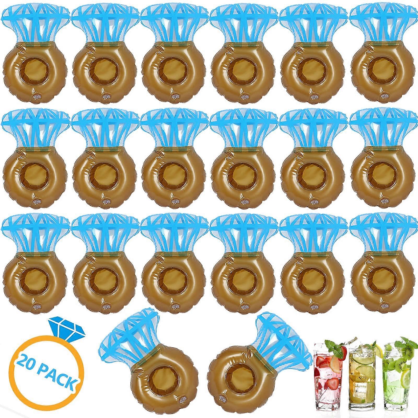 20 Pack Diamond Ring Pool Drink Float Holders for Bachelorette Party, Durable PVC, Fits 12oz Cups