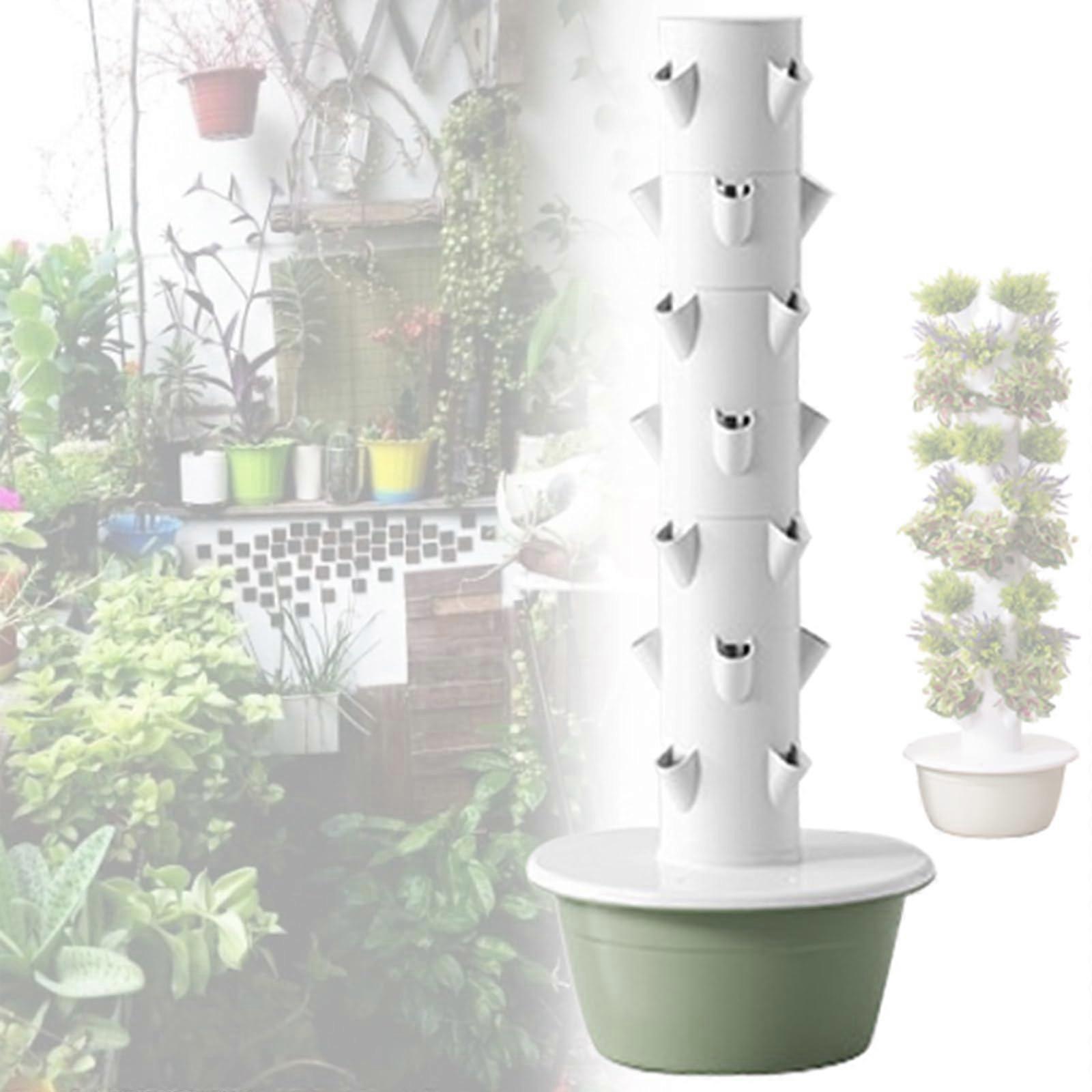7Tier Hydroponic Tower Garden with Self Watering Vertical System for Fast Leafy Vegetable Growth