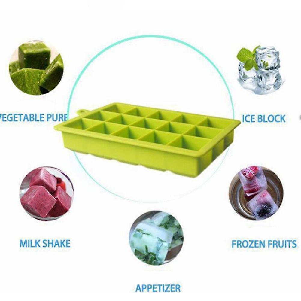 15 Cavities Ice Cube Cake Mold for Ice Making Use Silicone Green