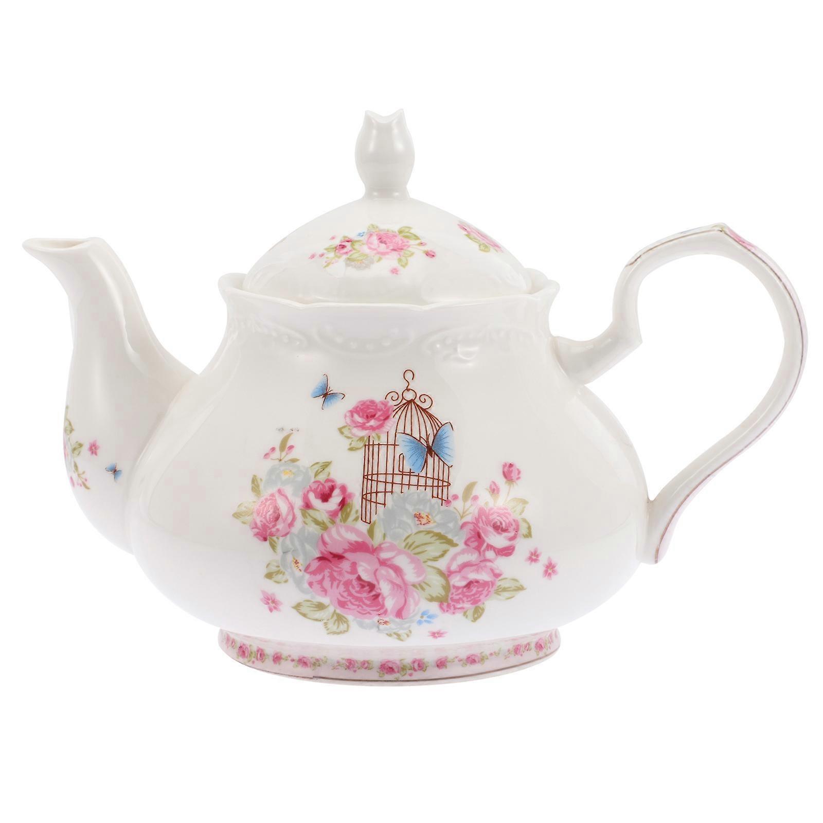 White Ceramic Teapot for Serving with Large Coffee Water Pot