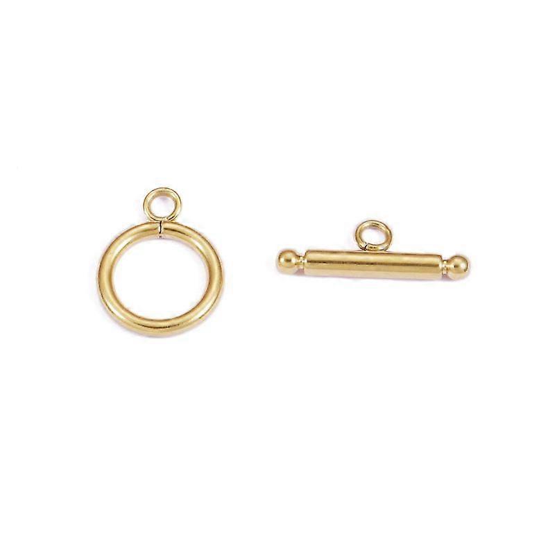 Stainless Steel Toggle Clasps Ring Golden 19~21x8~14mm
