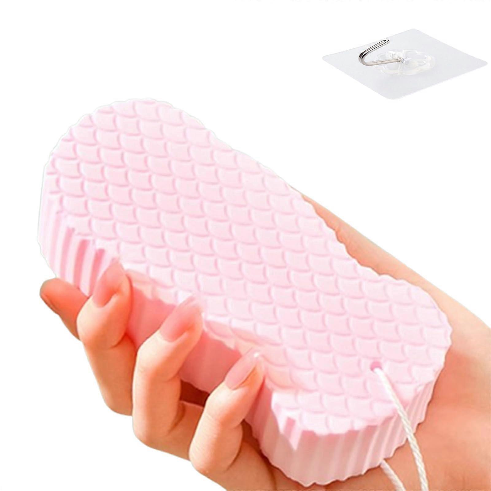 DualSided Exfoliating Bath Sponge with Ergonomic Grip, QuickDrying SkinFriendly Shower Body Scrubber