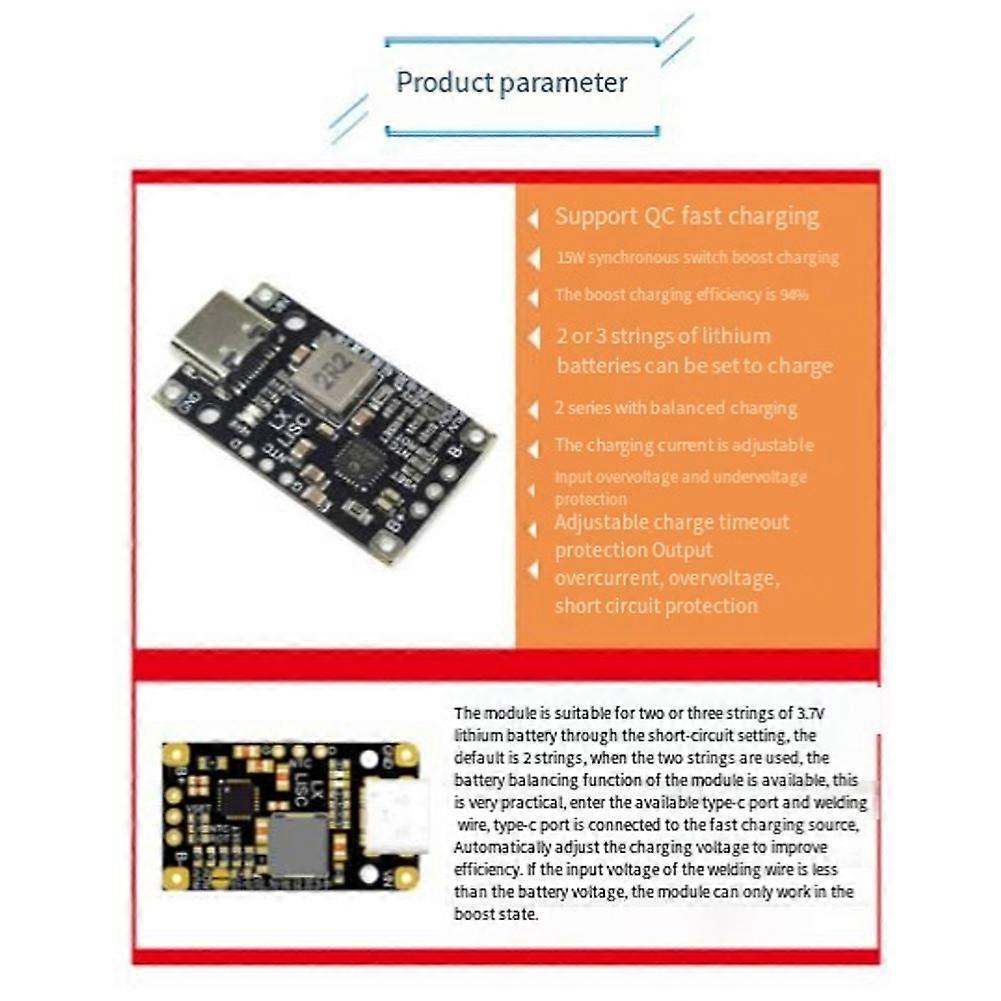 Lithium Battery Charging Boost Module Fast Charge 3S with Balanced Support Support QC Fast Charging