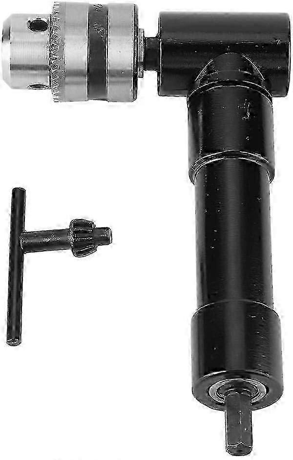 Right-angle drill chuck, extension support for 90-degree right-angle drill chuck adaptor