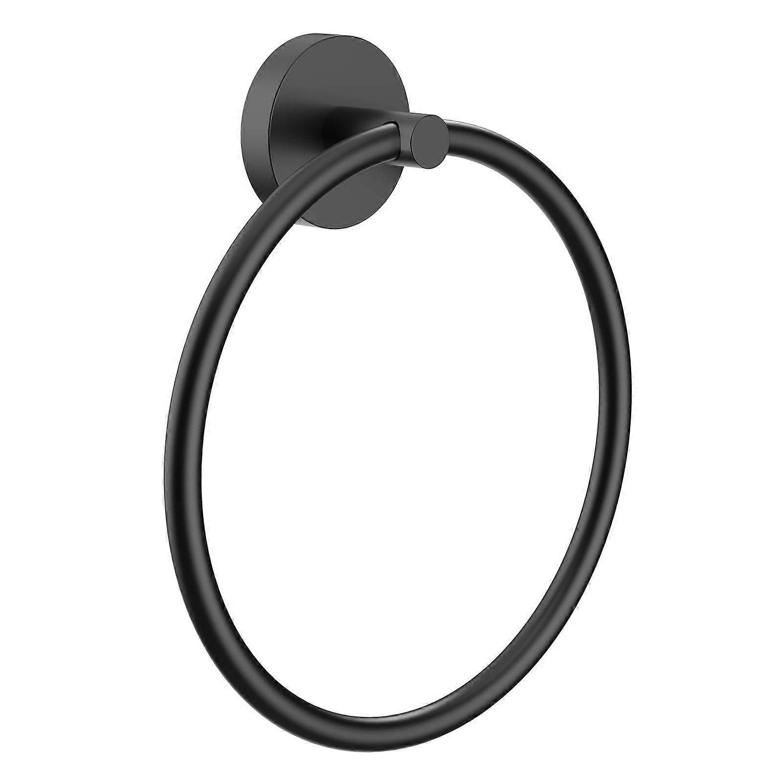 Matte Black Towel Ring Bathroom Wall Mounted Stainless Steel RustProof SpaceSaving 1 Pack